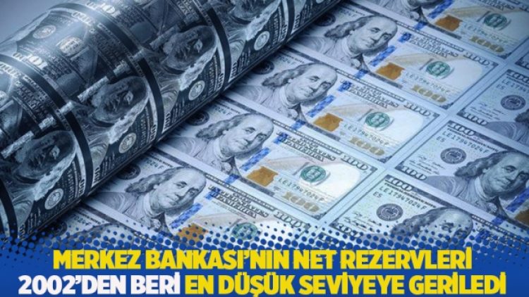 Merkez Bankası’nın net rezervleri 2002’den beri en düşük seviyeye geriledi