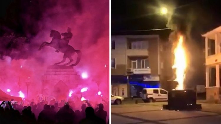 Samsun’dan sonra Uzunköprü: Adalet Anıtı, kimliği belirsiz kişilerce yakıldı