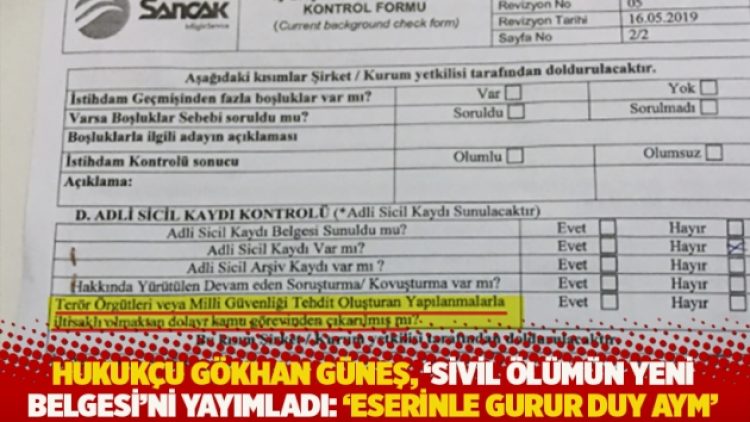 Hukukçu Gökhan Güneş, ‘Sivil ölümün yeni belgesi’ni yayımladı: ‘Eserinle gurur duy AYM’