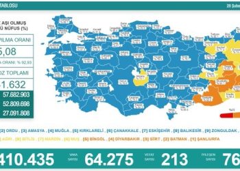 Son 24 saat: 64 bin 275 yeni vaka, 213 can kaybı