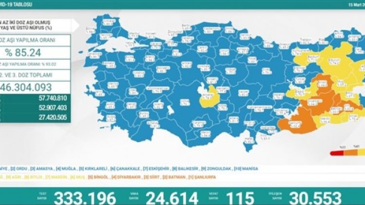 Son 24 saat: 24 bin 614 yeni vaka, 115 can kaybı