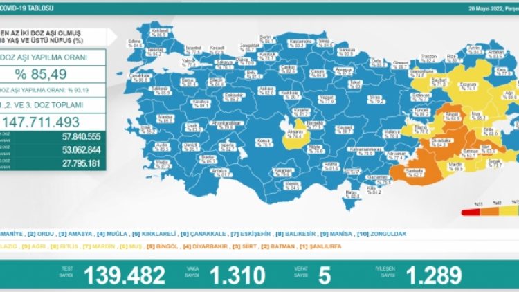 Son 24 saat: Bin 310 yeni vaka, 5 can kaybı