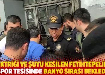 Elektriği ve suyu kesilen Fetihtepeliler, spor tesisinde banyo sırası bekledi