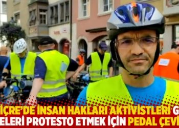 İsviçre’de insan hakları aktivistleri geri itmeleri protesto etmek için pedal çevirdi