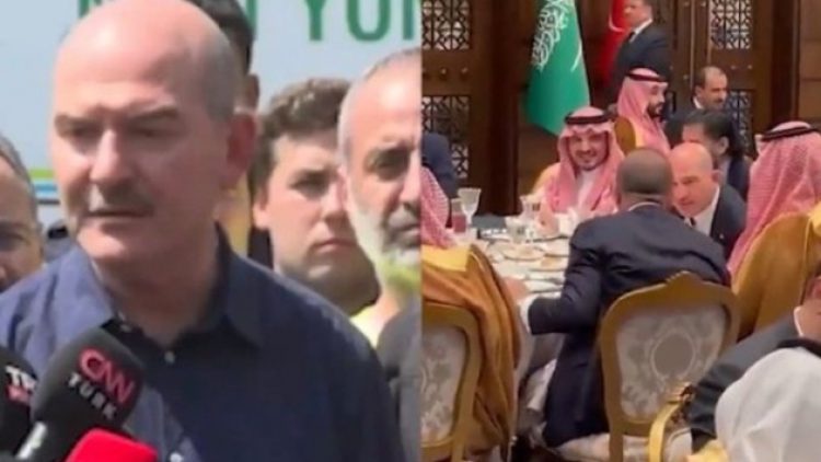 ‘Üç gündür uykusuzuz’ diyen Soylu, Saray’daki ziyafetteymiş