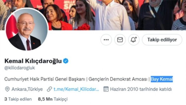 Kılıçdaroğlu, Twitter profiline ‘Bay Kemal’ ifadesini ekledi