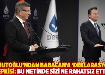Davutoğlu’ndan Babacan’a ‘deklarasyon’ tepkisi: Bu metinde sizi ne rahatsız etti?