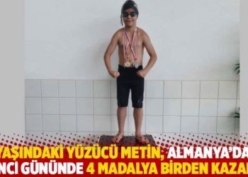 9 yaşındaki yüzücü Metin, Almanya’daki 32’nci gününde 4 madalya birden kazandı