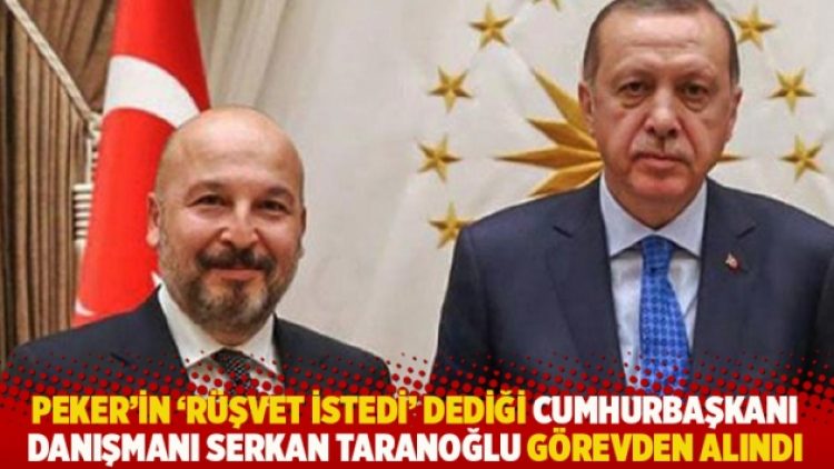 Peker’in ‘rüşvet istedi’ dediği Cumhurbaşkanı Danışmanı Taranoğlu görevden alındı