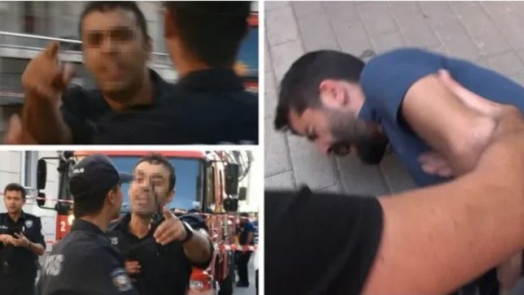 Sivas’ta yangını görüntüleyen muhabire polisten tekme ve yumruklu saldırı