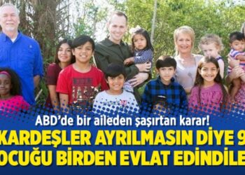 Kardeşler ayrılmasın diye 9 çocuğu birden evlat edindiler