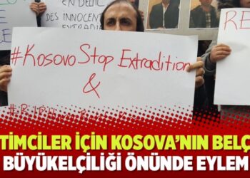 Eğitimciler için Kosova’nın Belçika Büyükelçiliği önünde eylem