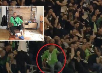 Kocaelispor’un golüne sevinip tribünden atladı