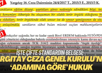 İşte belgesi; Yargıtay Ceza Genel Kurulu’nda ‘adamına göre’ hukuk