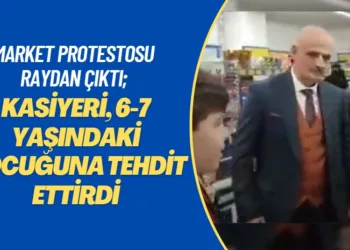 Market protestosu raydan çıktı; kasiyeri, 6-7 yaşındaki çocuğuna tehdit ettirdi