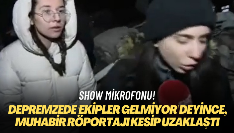 Show mikrofonu… Depremzede ‘Ekipler gelmiyor’ deyince, muhabir röportajı kesip uzaklaştı