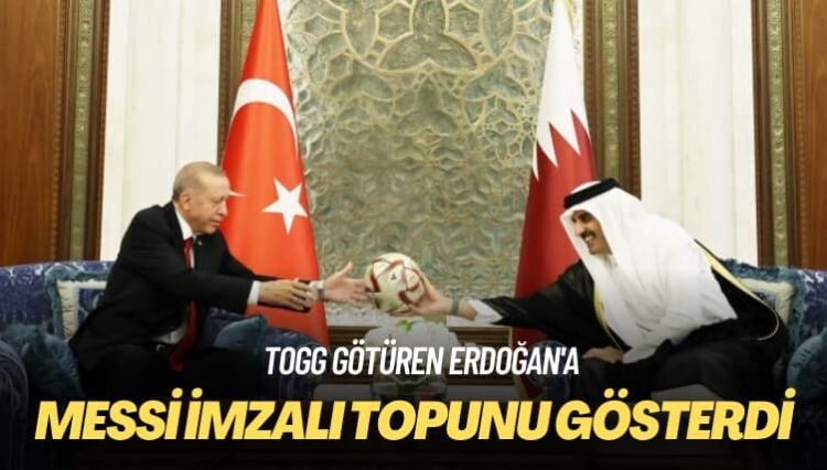 TOGG götüren Erdoğan’a: Messi imzalı topunu gösterdi