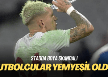 Stadda boya skandalı: Futbolcular yemyeşil oldu