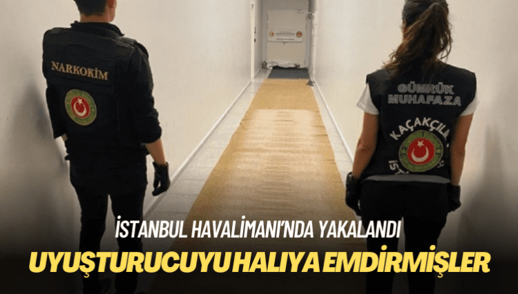 17 kilo uyuşturucuyu halıya emdirmişler