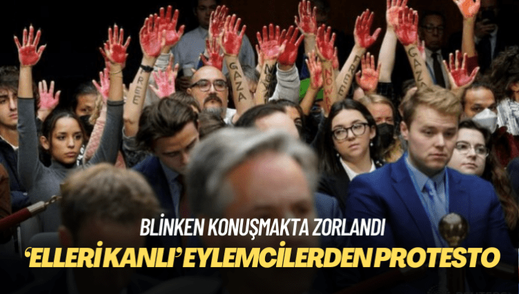 ABD Senatosu’nda İsrail’e yardım protestosu: ‘Elleri kanlı’ eylemciler Blinken’ı konuşturmadı