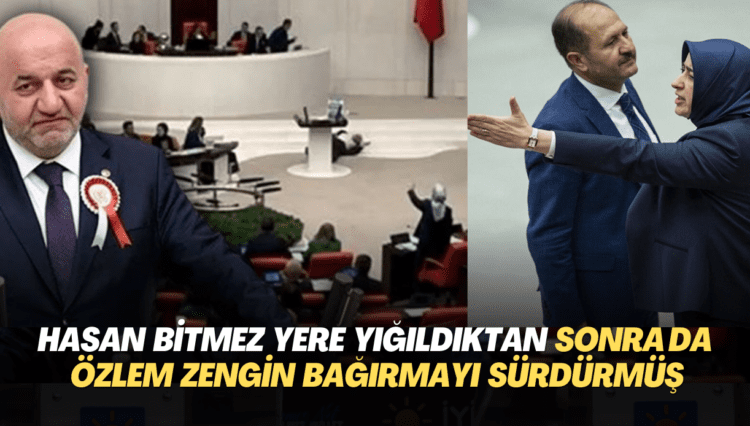 Hasan Bitmez yere yığıldıktan sonra da AKP’li Özlem Zengin bağırmayı sürdürmüş