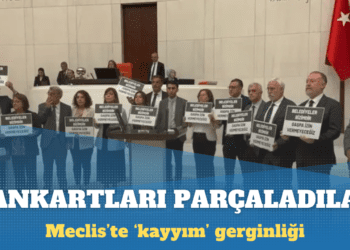 AKP’li vekiller DEM Partili vekillerin pankartlarını parçaladı