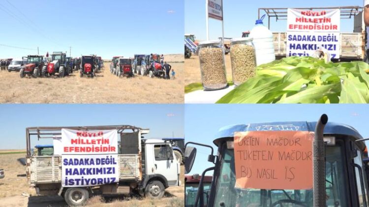 Aksaraylı çiftçilerden traktörlü eylem: Sadaka değil, terimizin karşılığını istiyoruz!