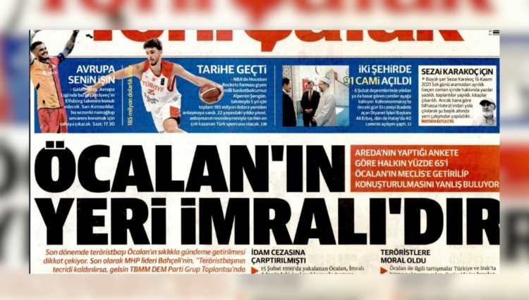 Yeni Şafak ‘kamuoyuna göre’ manşet atmış