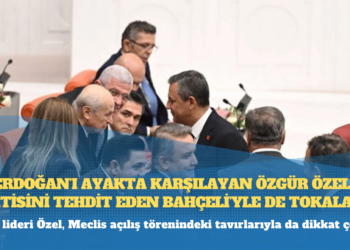 Erdoğan’ı ayakta karşılayan Özgür Özel, partisini tehdit eden Bahçeli’yle de tokalaştı