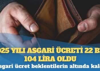 Asgari ücret beklentilerin altında kaldı; 2025 yılı için 22 bin 104 lira olarak açıklandı