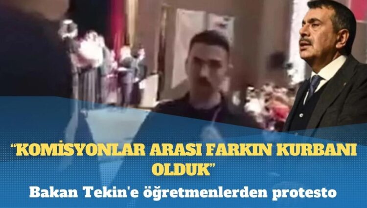 Bakan Tekin’e mülakat mağduru öğretmenlerden protesto; korumlalar müdahale etti: “Komisyonlar arası farkın kurbanı olduk”
