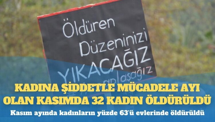 Kadına şiddetle mücadele ayı olan kasımda 32 kadın öldürüldü