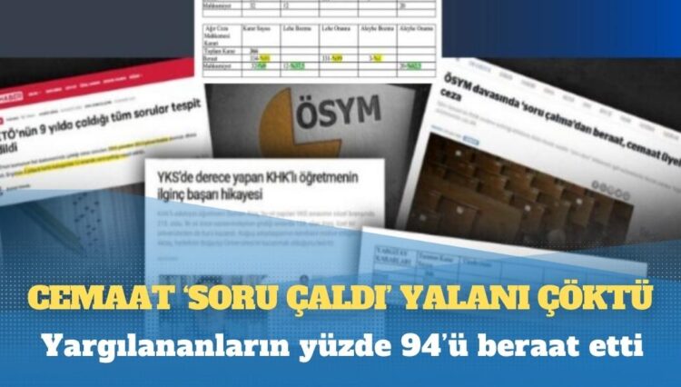 Cemaat ‘soru çaldı’ yalanı çöktü: Yargılananların yüzde 94’ü beraat etti