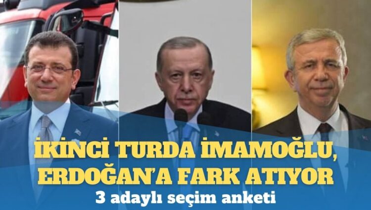3 adaylı seçim anketi: İkinci turda İmamoğlu, Erdoğan’a fark atıyor