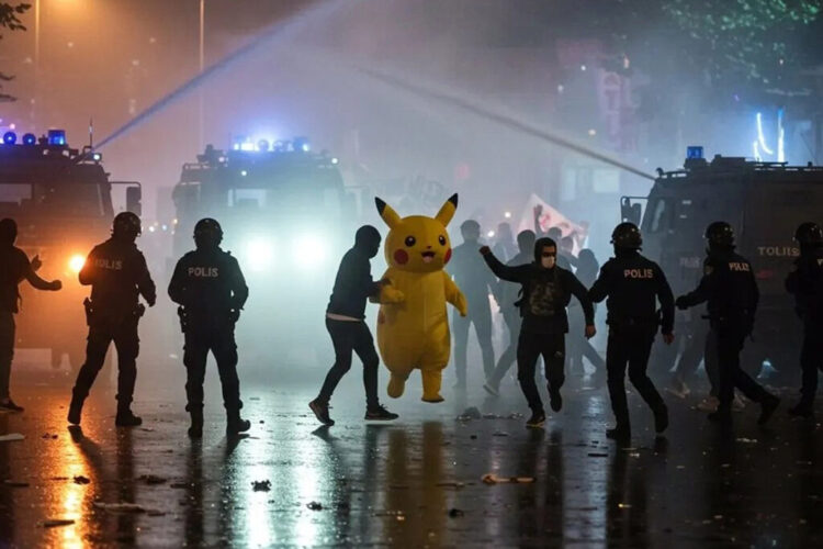 Eylemci Pikachu da polislerin hedefindeydi