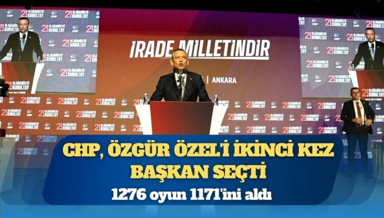 Özgür Özel, 1276 oyun 1171’ini alarak tekrar CHP Genel Başkanı seçildi