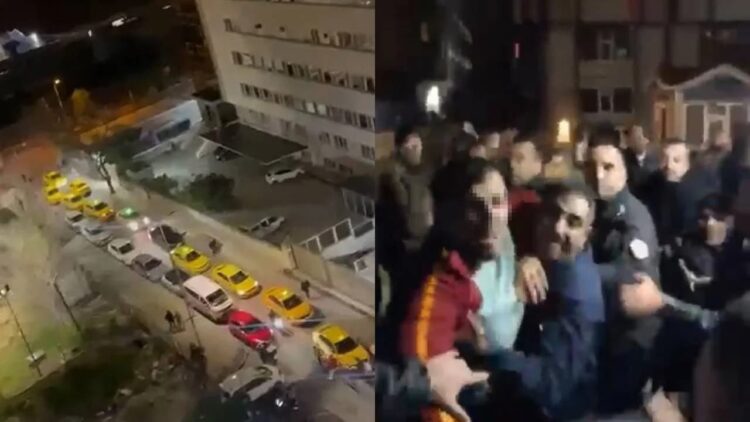 Onlarca taksici, ellerinde sopalarla öğrenci yurdunu bastı