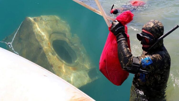 Bodrum’da denizden çamaşır makinesi çıktı