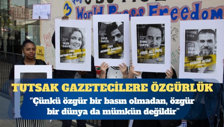 Tutsak gazeteciler unutulmadı: The Guardian’ın önünde basın özgürlüğü eylemi