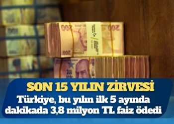 Türkiye, bu yılın ilk 5 ayında dakikada 3,8 milyon TL faiz ödedi