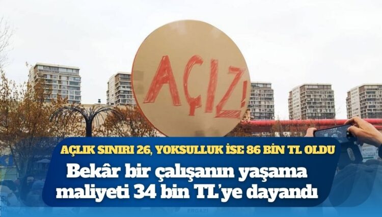 Açlık sınırı 26, yoksulluk ise 86 bin TL oldu