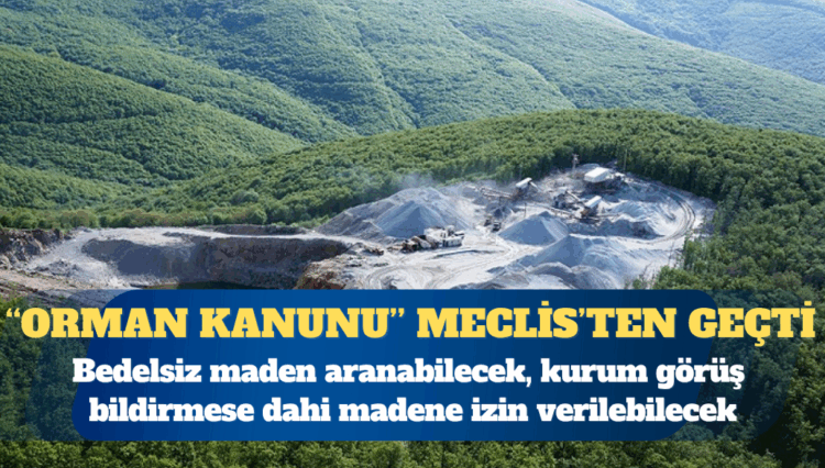 İlk dört madde geçti: Artık ormanlarda bedelsiz maden aranabilecek, kurum görüş bildirmese dahi madene izin verilebilecek