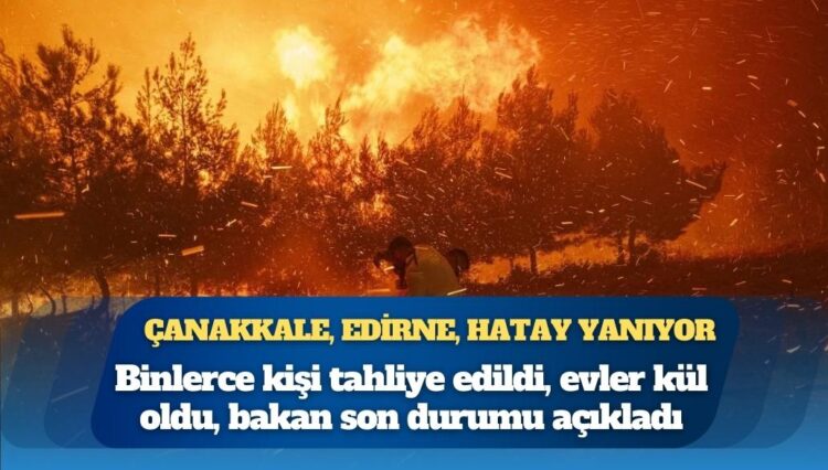 Çanakkale, Edirne, Hatay yanıyor: Binlerce kişi tahliye edildi, evler kül oldu, bakan son durumu açıkladı