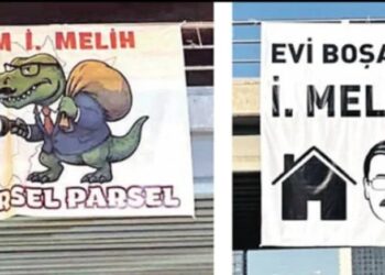 Ankara Büyükşehir Belediyesi’nin karşısına Melih Gökçek pankartı asıldı: Evi boşalt İ. Melih