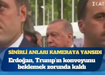 Sinirli anları kameraya yansıdı: Macron’dan sonra Erdoğan da Trump’ın konvoyunu beklemek zorunda kaldı