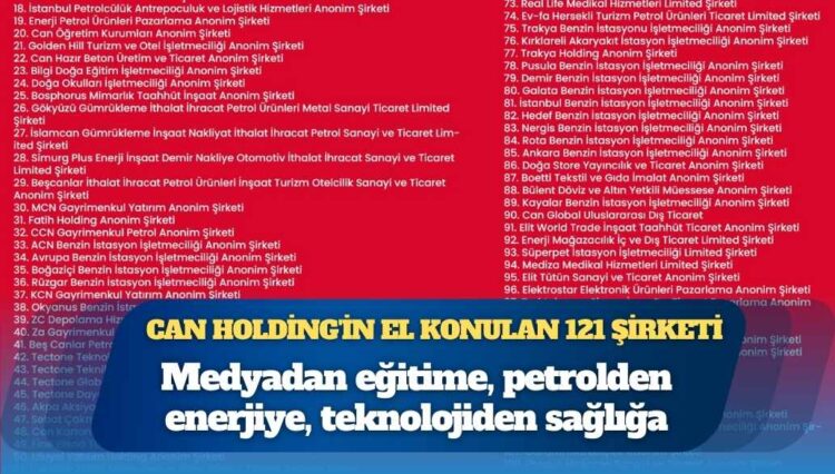 Medyadan eğitime, petrolden enerjiye: İşte Can Holding’in el konulan 121 şirketi