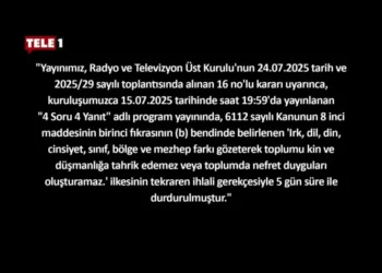 TELE1 karartıldı, 5 günlük yayın durdurma cezası başladı