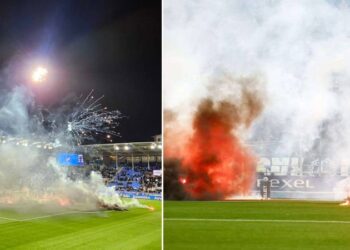 İsveç Ligi’nde küme düşen ekibinin taraftarları sahayı yaktı