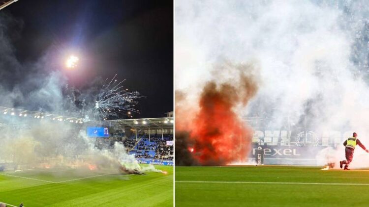 İsveç Ligi’nde küme düşen ekibinin taraftarları sahayı yaktı