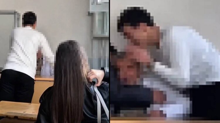 Görüntüler tepki çekti: Liselilerden öğretmene zorbalık